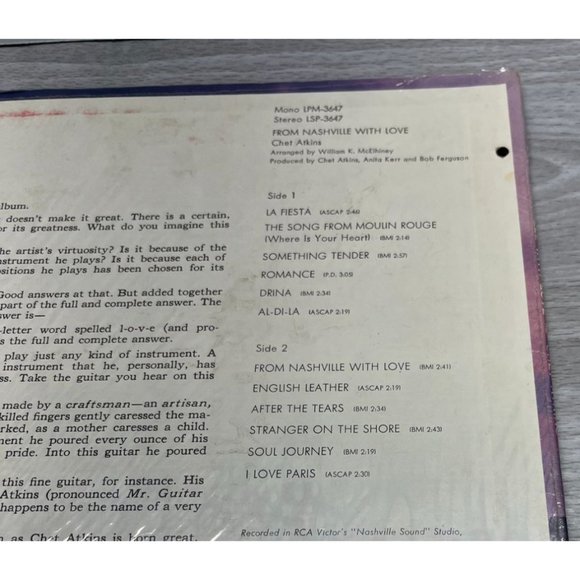 Chet Atkins From Nashville with Love Country Vinyl LP RCA LPM-3647 In Shrink - Picture 6 of 6